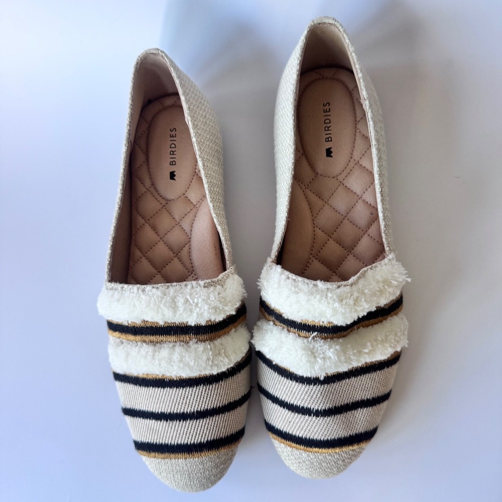 Birdies The Starling Cream & Black Stripe Loafers Women's Size 7 - Picture 10 of 13